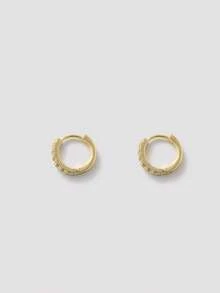 Elegant Celestial Gold Hoop Trio - Micro- Zirconia Starburst & Geometric Hoops | Versatile Party & Festival Wear Earrings - Yellow Gold - View 4