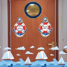 2pcs/Set Cruise Door Magnetic Anchor, Car Magnetic Anchor, Magnetic Sticker With Life Buoy, Comes With 3 Paint Pens, Nautical Ship Anchor, Cruise Door Decor, Fridge Decor, Cruise Fridge Decor, Beach Party Gifts - 2 PCS Magent+3pen - View 2