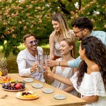 Set de 6 suporturi de pahare rotunde cu model imitație de lemn, imprimate 2D, potrivite pentru terasă, bucătărie, sufragerie, întâlniri acasă, decor pentru masă, cadou ideal pentru prieteni și familie în timpul sărbătorilor, nunților, zilelor de naștere, petrecerilor, accesorii pentru decorul casei - Multicolor - Vizualizare 5