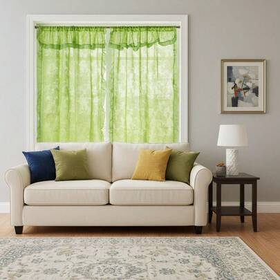 Cortina Escarola 2.80m X 2m con Forro – Set de 2 Lienzos con Sujetadores, Encaje Elegante para Sala, Comedor o Recámara