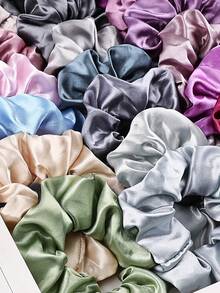 32Pcs Women's Soft Satin Scrunchies Set, High Elasticity Hair Ties, Multi-Color Silk Ponytail Holders, Versatile Fashion Hair Accessories For Girls - Multicolor - View 3
