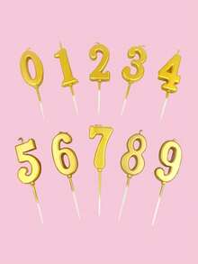 1pc Gold Colored Number 0-9 Birthday Anniversary Party Cake Decor Candle, Cake Wish Candle Cake Decor Insert Candle - 8 YEARS - View 4