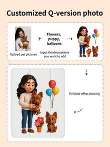 1pc Transparent Pencil Holder 3-Fold Cartoon Character Painted Tablet Case, Customizable Character/Pet Image, Clear Print, Compatible With 10th/11th/10.2/10.5/Air4/Air5/10.9/Pro11/Air 11-In.(M2)-2024/Pro 11-In.(M4)-2024/ Air 11-Inch (M3) 2025/ (A16) 11 Inch 11th Generation 2025 Mini6/Mini7/Air1/Air2/9.7/Mini4/Mini5, Tab A8 10.5 Inch 2022, TPU Soft Edge Protection, Built-In Pencil Slot, 3-Fold Stand, Magnetic Sleep/Wake, Personalized Creative Fun Cute 3-Fold Tablet Case (Tablet Not Included) - Multicolor - View 2