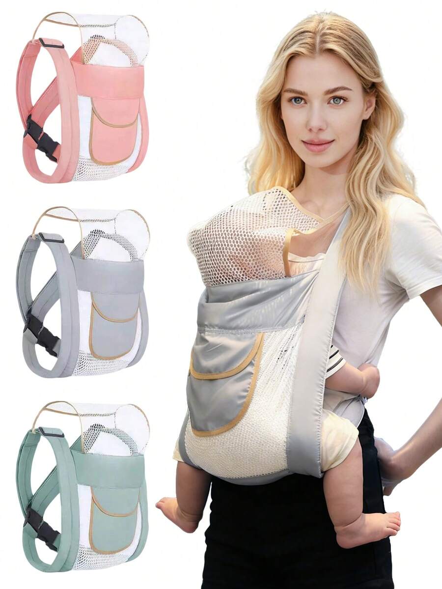 1PC Baby Carrier Wrap, Summer Breathable Baby Carrier, Baby Carriers Newborn To Toddler,Cozy Baby Holder Carrier Lightweight,Adjustable Baby Carriers Support For Infant Girl And Boy,Front Back All Positions,Shower Gift - 網款 - 查看 1