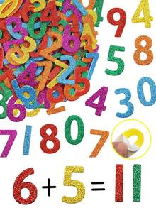160pcs Glitter Foam Stickers Self-Adhesive Number Stickers, Craft Supplies, Number Labels, Art Projects, Back To School Decor, Handmade, Party Favors, Glitter Foam Stickers Self-Adhesive Number Stickers, Craft Supplies, Number Labels, Art Projects, Back To School Decor - Multicolor - View 1