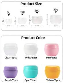 5个装便携式迷你塑料化妆品罐，多色可重复灌装旅行化妆品容器，防漏旅行容器，适用于润唇膏、乳液、美容产品、浴室用品 - 查看 4