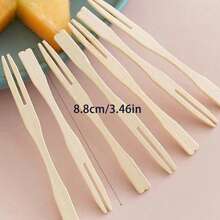 100pcs Bamboo Cocktail Forks, Mini Fruit Picks, Double-Ended Design, Buffet Utensils, Wooden Skewers, Christmas Gifts - Apricot - View 6