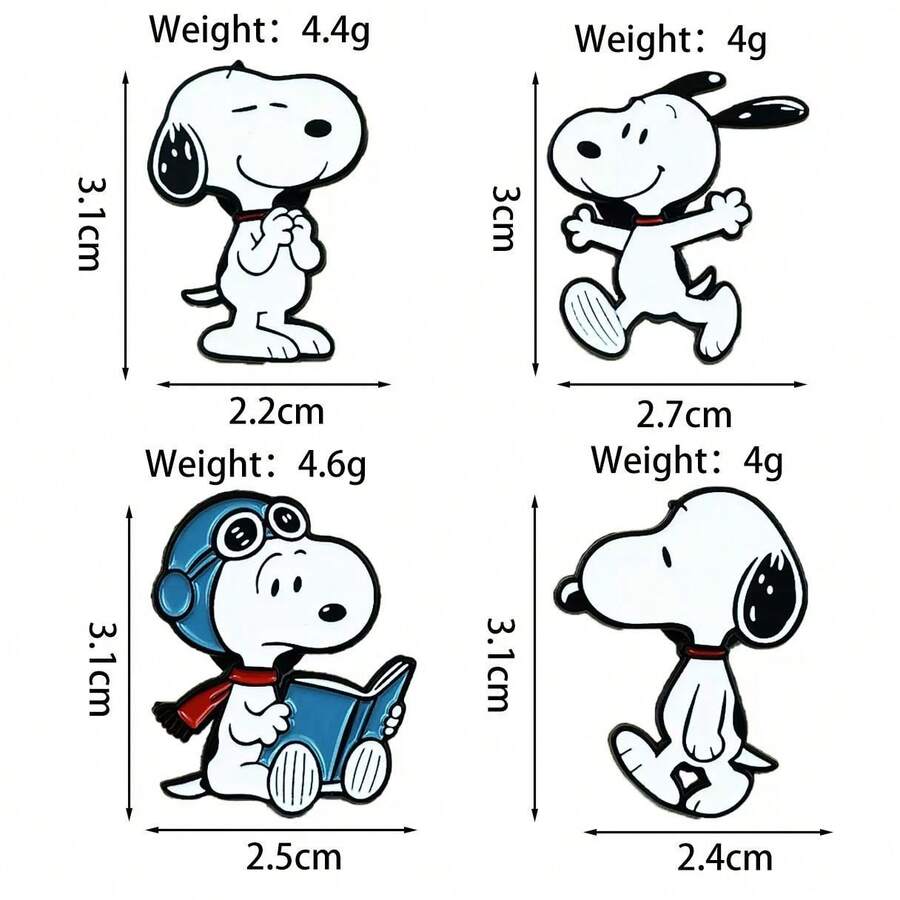 SNOOPY 1件欧美电影动画史努比胸针，可爱卡通动物胸针，新年礼物，情人节礼物，复活节礼物【款式随机】 - 彩色 - 查看 1
