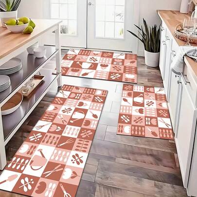 1pc Gardening Themed Printed Doormat, Silica Gel Kitchen Carpet, Kitchen Mat, Rug, Easy To Clean, Rectangular Printed, Suitable For Living Room, Bedroom, Hallway, Bathroom, Laundry Room - Polyester Carpet, Suitable For Indoor And Outdoor Home Decor