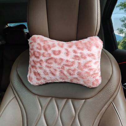 1pc Leopard Print Neck Pillow Headrest, Women's Car Accessories, Suitable For All Seasons