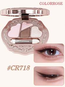 COLORROSE 四色复古西部风眼影盘，提亮+阴影，哑光珠光眼影，高显色持久闪亮眼影，丝滑天鹅绒质地，带镜子，多功能修容高光腮红盘 - CR718 - 查看 2