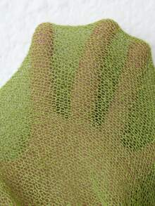 大码纯色不对称下摆披肩式针织上衣，夏季款 - 綠色 - 查看 7