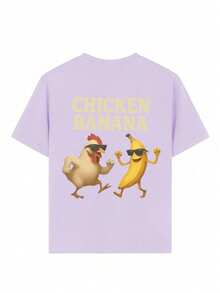 Tween Girls' Casual Funny Print Crew Neck Short Sleeve T-Shirt, Summer Top - Mauve Purple - View 6