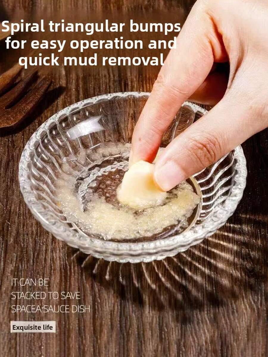 Glass Garlic Grater, Household Grinding Paste Dish, Ginger Garlic Grinder Tool, Seasoning Plate, Dipping Sauce Dish