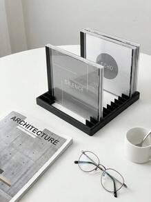 复古风格 3D 打印 CD/DVD 存储架 - 可容纳 12 张光盘，时尚黑色桌面塑料存储盒，适用于音乐和游戏光盘收藏，音乐 CD 架 | CD 展示架，CD 专辑存储，CD 存储盒，架子分隔器，CD 光盘整理器 - 彩色 - 查看 2