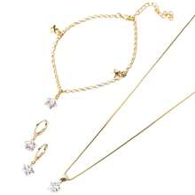Gold Set With Zirconia Star Earrings, Necklace And Bracelet – Gold Plated, Sophisticated And Versatile - 金色 - 查看 8