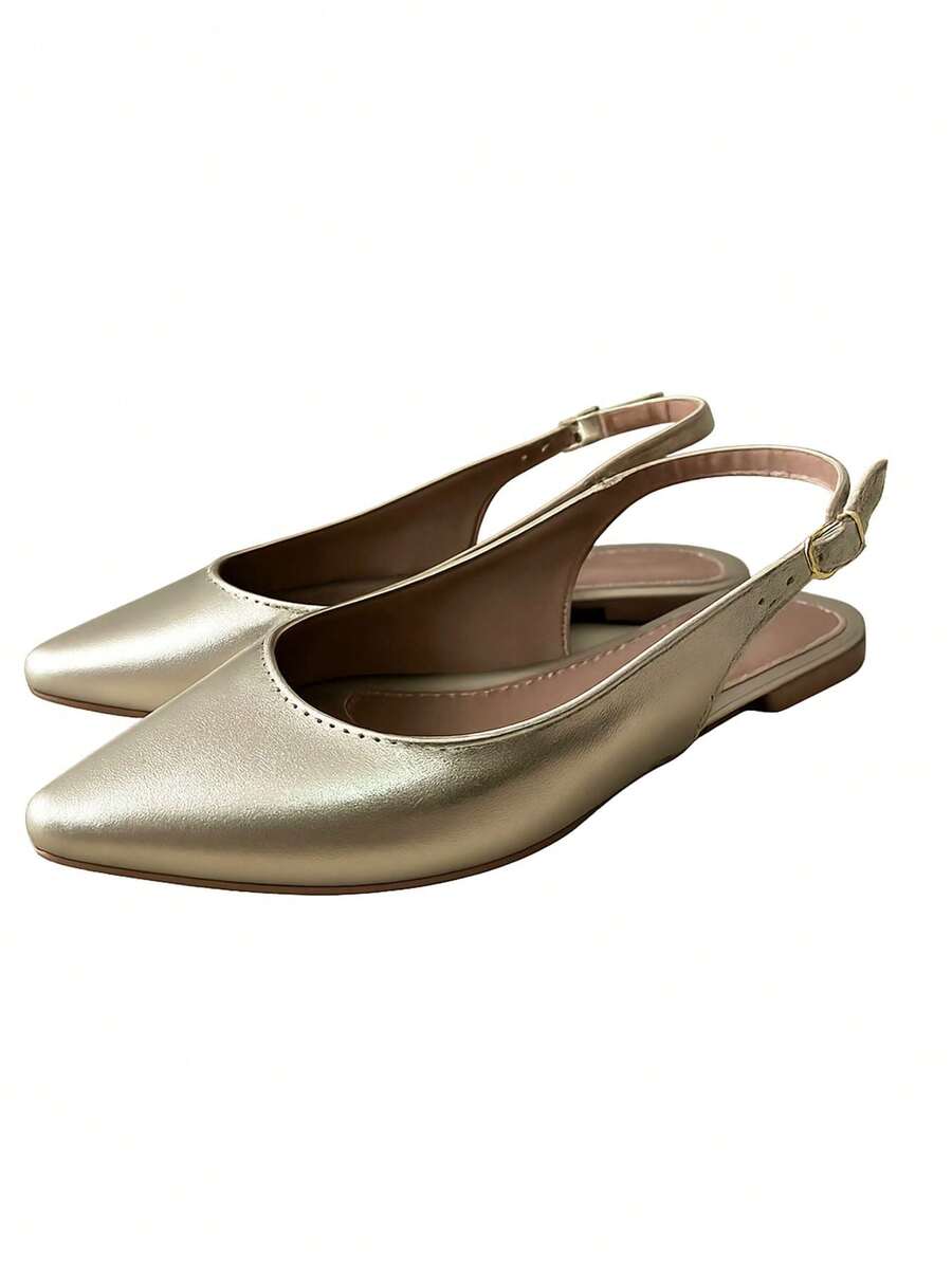 Women's Open Toe Flat Sandal Donatella Buckle Casual Plain - 金色 - 查看 1
