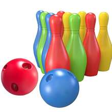 Juego de Bolos para Interiores, 10 Pinzas de Colores y 2 Bolas, Juegos de Bolos para Piso, Juegos Deportivos Interactivos para Fiestas, Juego de Bolos de Plástico de Gran Tamaño GMSX - 1 juego - Ver 4