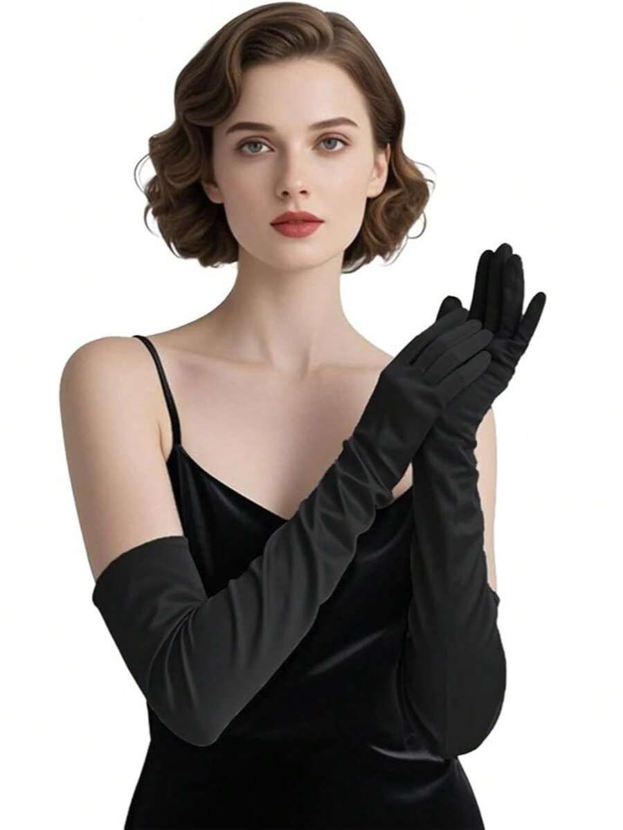 1 双缎面晚宴手套，旅行，节日