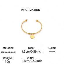 不锈钢开口手镯，金色心形简约时尚首饰，女士礼物，情人节，婚礼派对 - 手鐲 - 查看 8