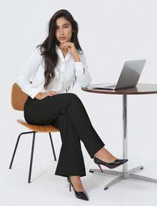 EBIOSVE Women's Black High Waist Straight Leg Pants | 1-Pack Stretch Trousers For Valentines Day Outfit & Vacation Outfits Women | Spring To Summer Versatile From Office To Weekend - 黑色 - 查看 10