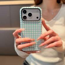 GIIPPA Grid Light Blue Plaid Pattern 2-In-1 Phone Case, Compatible With IPhone 17, 16, 15, 14, 13, 12, 11 And PRO MAX Series - Baby Blue - View 5