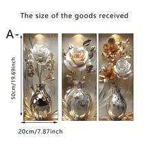3pcs Luxury 2D Rose Flower Wall Stickers, Self-Adhesive Waterproof Vinyl Floral Decals For Living Room, Bedroom, Sofa Background, Home Decor - Multicolor - View 11