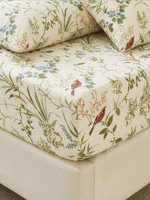 3pcs Floral & Bird Branch Print Bedding Set - Includes 1 Bed Sheet And 2 Pillowcases, Soft And Comfortable Polyester Fabric, Vintage Retro Pattern, Breathable And Washable, Vintage Style Floral Bedding, Retro Home Decor - Multicolor - View 10