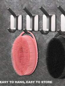 2-In-1 Silicone Body Brush, Exfoliating Scrubber, Premium Silicone Loofah, Scalp Massager, Easy To Clean Healthy Silicone Material, Soft & Non-Irritating, Elastic & Durable Bristles - Round - View 9