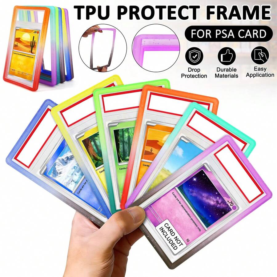 6x Gradient Graded Card Slab Protective Sleeve For 35Pt -P-S-A, Hard Bumper Guard For Sports Star Basketball Football Baseball Rating Cards, Decorative Display Frame, Perfect Fit, Multicolor Choose, New Material, Trading Card Slab Holder - A - 查看 1