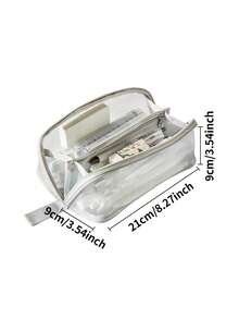 1pc Transparent Grid Prism Pencil Case, Large Capacity Minimalist Ins Style Stationery Bag For Students, Suitable For Exams, High School And College, Multifunctional Pen Holder Ruler Desk Organizer For Girls And Boys, Applicable For School/Tutoring/Office/Primary And Secondary Students - Multicolor - View 2