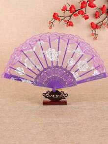 5把/10把玫瑰蕾丝折扇，复古优雅设计，可折叠方便携带，适合户外表演、派对、西班牙婚礼等场合，多种颜色可选，可作婚礼回礼，DIY手绘纸扇，复古蕾丝手扇，适用于舞台表演、派对装饰、化装舞会等。 - A - 查看 5
