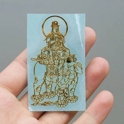 8 miếng dán hình thiên thần hộ mệnh, decal tự dính màu vàng kim loại dùng cho điện thoại, laptop và xe hơi, thiết kế trang trí chủ đề tôn giáo độc đáo, đồ dùng làm sổ lưu niệm, văn phòng phẩm, nhãn dán ngộ nghĩnh.