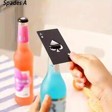 1件裝 Ace Of Spades 不鏽鋼開瓶器，多功能開瓶工具，適用於餐廳、廚房、家庭聚會、酒吧、飯店、派對，開瓶器配件，廚房配件 - 黑與白 - 查看 8