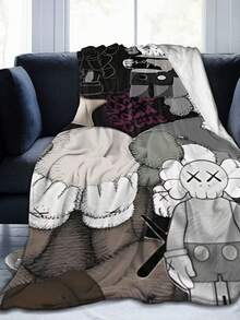 Kawss Kawaii Kaw Blanket Luxury Anime Flannel Blanket - Ultra Soft Cartoon Print, The Perfect Gift For Any Occasion, Christmas, Birthday, For Home, Camping & Travel Use - Black - View 1