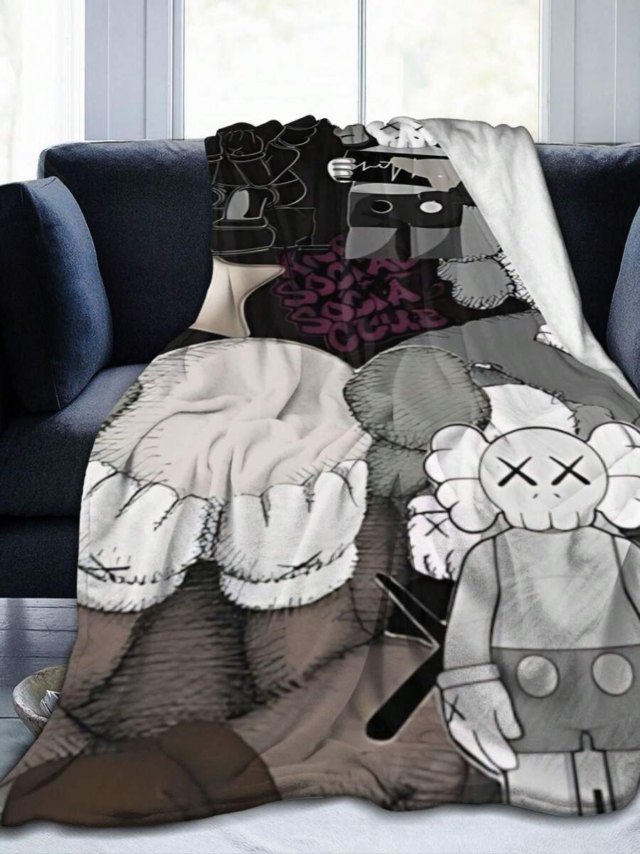 Kawss Kawaii Kaw Blanket Luxury Anime Flannel Blanket - Ultra Soft Cartoon Print, The Perfect Gift For Any Occasion, Christmas, Birthday, For Home, Camping & Travel Use - Black - View 1