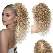 18 Inch Wavy Curly Ponytail Clip-In Hair Extensions, Natural Soft Synthetic Ponytail Hair Piece For Women - Multicolor - View 10