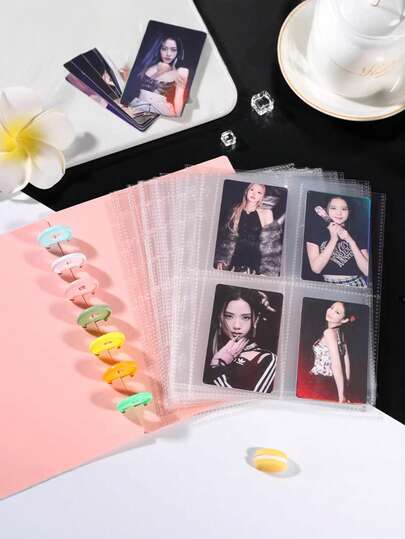 1 Set Creative DIY Colorful Mushroom Card Album, Photo Holder, Made Of PP Material (20 Inner Pages With 80 Card Slots) - (30 Inner Pages With 120 Card Slots) Transparent Card Album Storage Bag, 3-Inch 4-Grid Mini Card Album, Celebrity Photo Card Holder