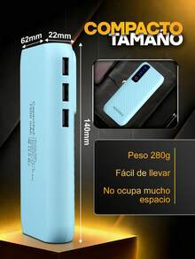 Esta batería externa portátil de 7500 mAh es compatible con los protocolos de carga rápida PD3.0 y QC4.0. Cuenta con tres puertos USB-C, funciones de linterna y carga de teléfonos móviles, y es compatible con todos los teléfonos móviles. - Azul - Ver 2