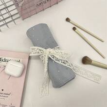 可折叠星形亮片化妆刷套装，带收纳袋，化妆工具整理器 - 彩色 - 查看 13