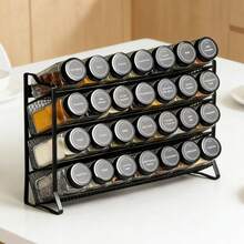 Estantería para especias de metal de 4 niveles de gran resistencia | Organizador de almacenamiento para encimera con diseño de almacenamiento vertical para ahorrar espacio, adecuado para botellas de especias, utensilios de cocina y herramientas de repostería (montable en pared, estantes ajustables) - Multicolor - Ver 4