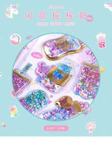 Cute Gold-Rimmed Shiny Candy Stickers, Children's Sticker Exchange, Princess Girl Stickers, Toy Decorations - Multicolor - View 6