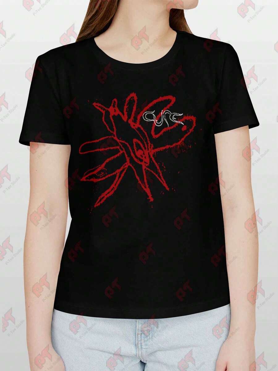 The Cure Redbird Black Cotton Band T-Shirt - Black - View 1
