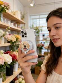 1pc Custom Pet Photo Phone Grip, Personalized Dog With Name, Cute Puppy Phone Grip, Custom Pet Grip Holder, Photo Phone Stand For Your Phone,Personalized Gifts - Multicolor - View 5