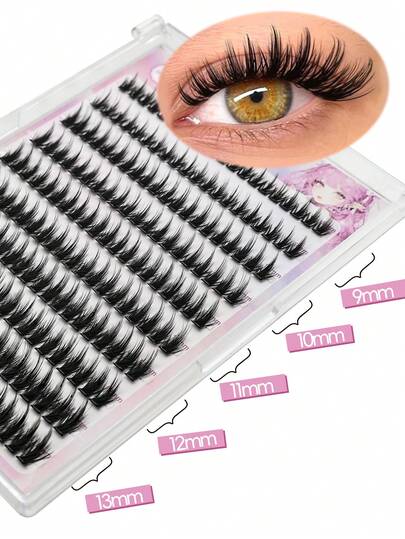  260D Spiked 9-13mm Lash Clusters, Glue-Free Pointed Lash Clusters, Extending Curling Natural Thick Effect D-Curl Lash Clusters, Dramatic Effect By ANLINNET