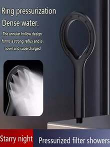1pc High Pressure Water-Saving 60% Effective Shower Head, Star Design - Wall-Mounted ABS Resin, 220% Water-Saving, Durable & Easy To Clean, Suitable For Bathroom, Camping, Travel, Shower, Unique Star Pattern, Easy-Clean Material - Black-1pc - View 4