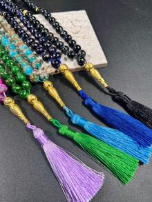 33pcs Glass Prayer Beads, Islamic Worship Rosary Handheld Accessory, 10mm Large Flower Beads For Muslim - Multicolor - View 2