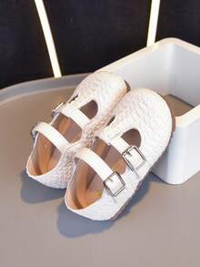 Spring New Girls Minimalist Woven Leather Shoes, Children Flat Shoes, Suitable For Spring And Autumn Seasons - White - View 3