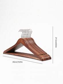 5pcs/Set High-End Wooden Hangers With Non-Slip Bar, 360° Rotating Hook, Suitable For Organizing Shirts, Suits In Hotel, Bedroom, Closet - Brown - View 3