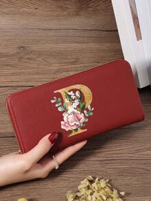 Fashion Women's Wallet, Simple And Portable Long Wallet, Vibrant Letter Printing Design, Lightweight And Durable, Suitable For Daily Use - Burgundy - View 16